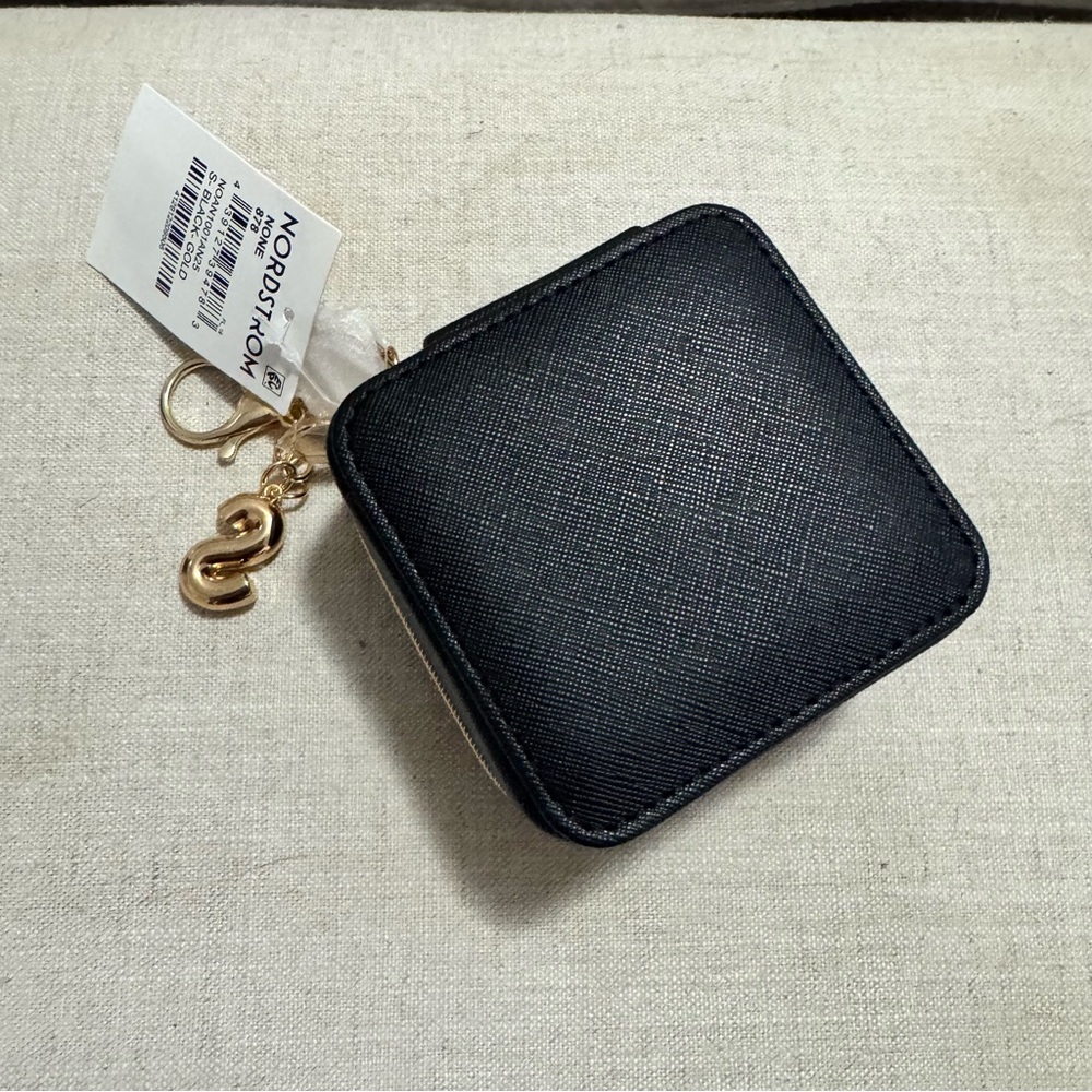 Nordstrom Chic Black Jewelry Case with Gold Charm